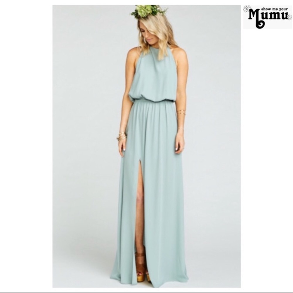 Show Me Your Mumu Silver Sage Halter Top Dress